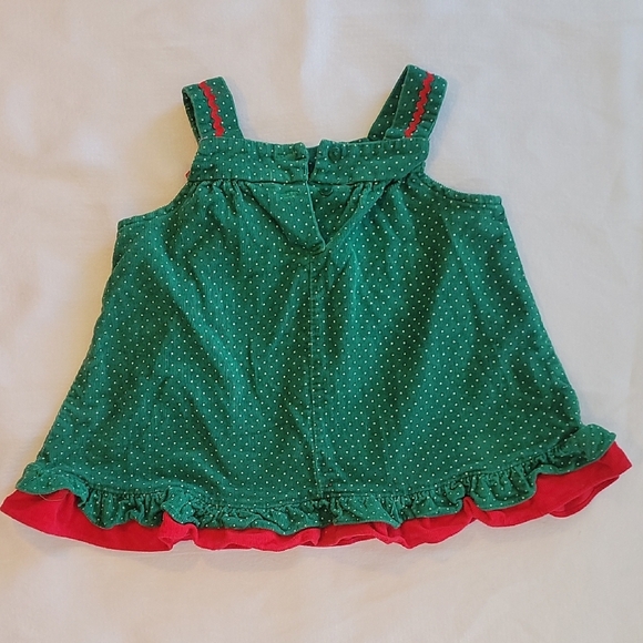 Rare Editions 18 Months Green Polka Dot Dress with Gingerbread Appliqué - Picture 3 of 4